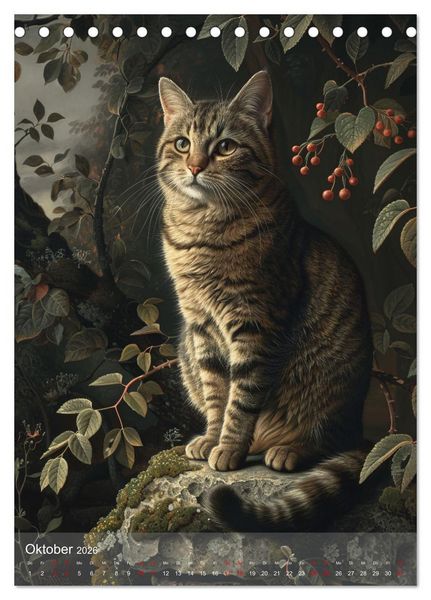 Produktbild: Katzen Kunstillustrationen (Tischkalender 2026 DIN A5 hoch), CALVENDO Monatskalender