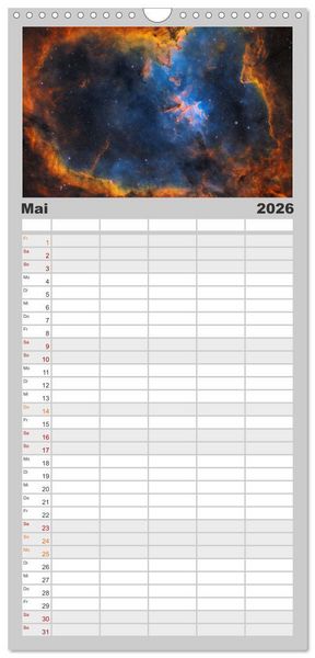 Produktbild: Familienplaner 2026 - Deep Sky Kalender mit 5 Spalten (Wandkalender, 21 x 45 cm) CALVENDO