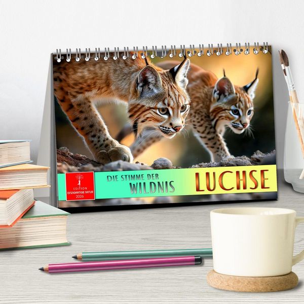 Produktbild: Luchse - die Stimme der Wildnis (Tischkalender 2026 DIN A5 quer), CALVENDO Monatskalender