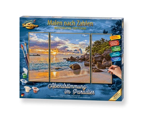 Schipper 609260906 - Malen nach Zahlen, Abendstimmung im Paradies, Triptychon, 50 x 80 cm