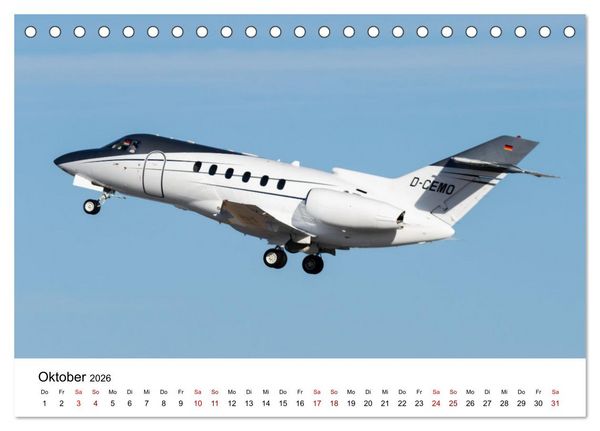 Produktbild: Die Welt der Privatjets (Tischkalender 2026 DIN A5 quer), CALVENDO Monatskalender