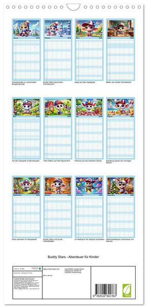 Produktbild: Familienplaner 2026 - Buddy Stars - Abenteuer f&uuml;r Kinder mit 5 Spalten (Wandkalender, 21 x 45 cm) CALVENDO