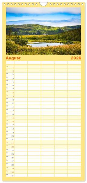 Produktbild: Familienplaner 2026 - Neufundland - wilde Sch&ouml;nheit im Atlantik mit 5 Spalten (Wandkalender, 21 x 45 cm) CALVENDO