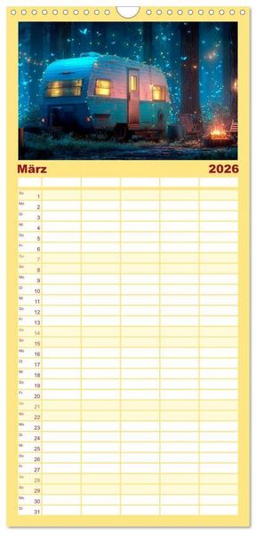 Produktbild: Familienplaner 2026 - Caravanesque mit 5 Spalten (Wandkalender, 21 x 45 cm) CALVENDO