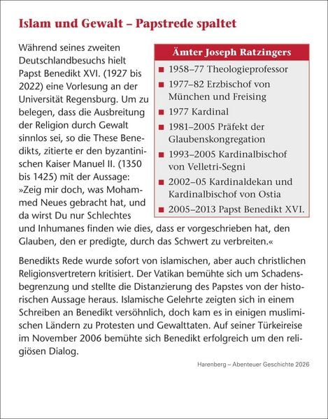 Produktbild: Abenteuer Geschichte Tagesabrei&szlig;kalender 2026 - Menschen, Ereignisse, Epochen - von den Anf&auml;ngen bis heute