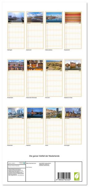 Produktbild: Familienplaner 2026 - Die ganze Vielfalt der Niederlande mit 5 Spalten (Wandkalender, 21 x 45 cm) CALVENDO