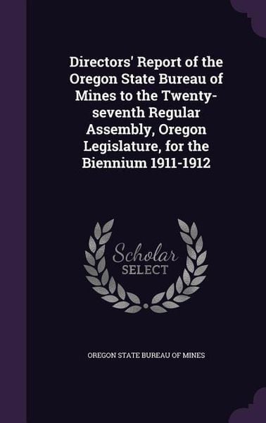 Produktbild: Directors' Report of the Oregon State Bureau of Mines to the Twenty-seventh Regular Assembly, Oregon Legislature, for the Biennium 1911-1912