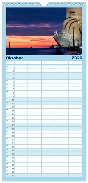 Produktbild: Familienplaner 2026 - Portugals Atlantikk&uuml;ste mit 5 Spalten (Wandkalender, 21 x 45 cm) CALVENDO