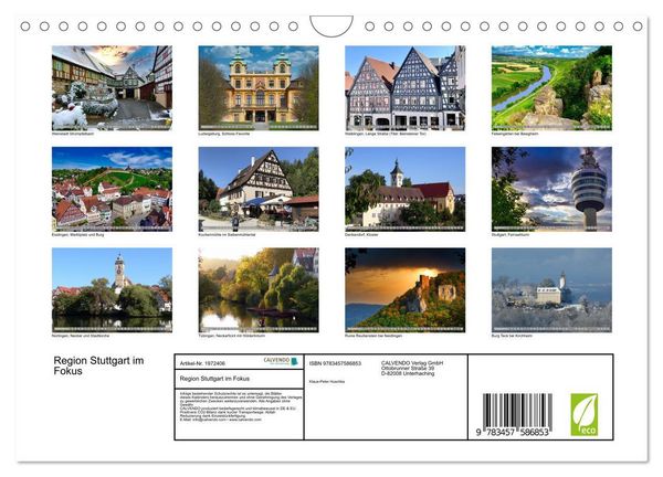 Produktbild: Region Stuttgart im Fokus (Wandkalender 2026 DIN A4 quer), CALVENDO Monatskalender