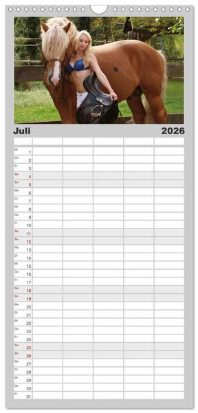 Produktbild: Familienplaner 2026 - Titanen Girls 2026 - erotische Frauen und starke Pferde mit 5 Spalten (Wandkalender, 21 x 45 cm) CALVENDO