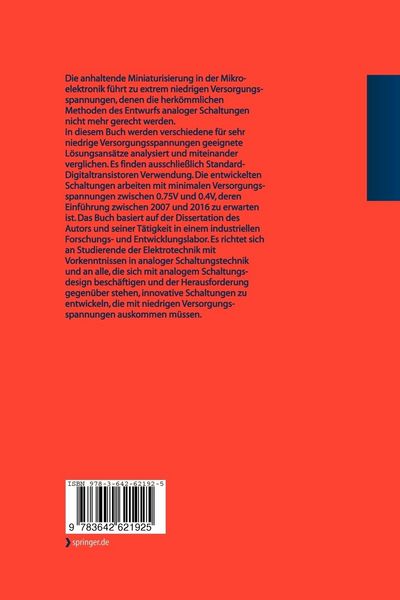 Produktbild: Entwurf analoger CMOS Schaltungen f&uuml;r extrem niedrige Versorgungsspannungen