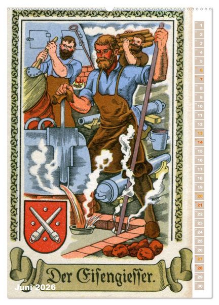 Produktbild: Altes Handwerk: Historische Zeichnungen neu entdeckt (hochwertiger Premium Wandkalender 2026 DIN A2 hoch), Kunstdruck in Hochglanz