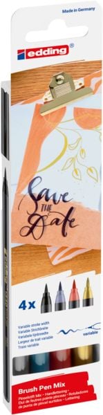 edding 1340 brush pen Mix, Pinselstift Handlettering Mix 4er Set
