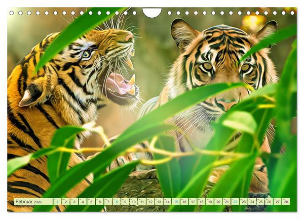 Produktbild: Dschungelwelt - Artwork (Wandkalender 2026 DIN A4 quer), CALVENDO Monatskalender