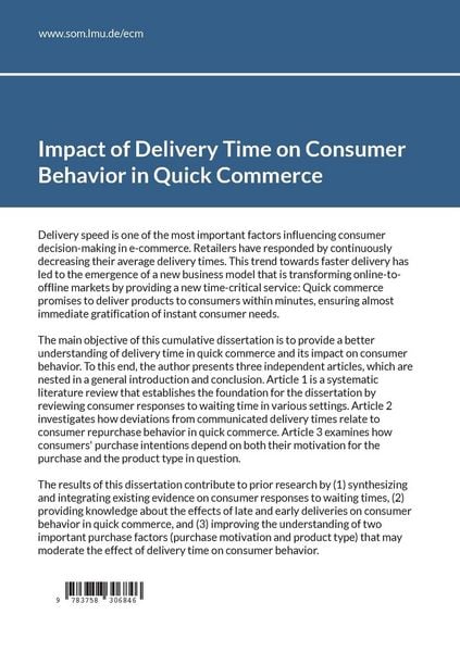 Produktbild: Impact of Delivery Time on Consumer Behavior in Quick Commerce