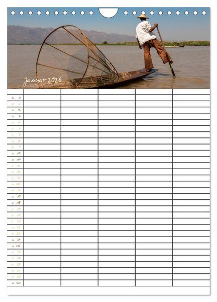 Produktbild: Goldenes Myanmar - Familienkalender 2026 (Wandkalender 2026 DIN A4 hoch), CALVENDO Monatskalender