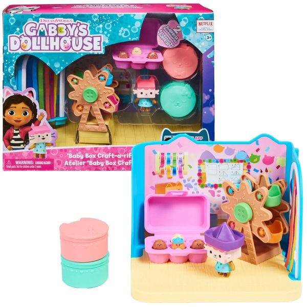 Produktbild: Gabby's Dollhouse Deluxe Raum, Craft-a-riffic-Room, Bastelzimmer mit Baby Box, M&ouml;belst&uuml;cken und thematischem Zubeh&ouml;r