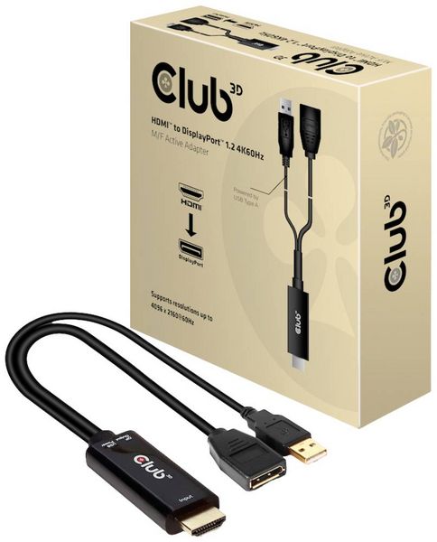 Produktbild: Club3D CAC-1331 HDMI / DisplayPort Adapter [1x HDMI&reg; - 1x DisplayPort] Schwarz