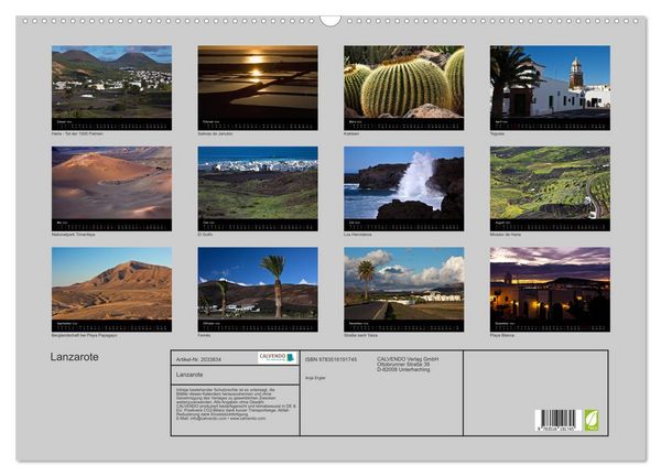 Produktbild: Lanzarote (Wandkalender 2026 DIN A2 quer), CALVENDO Monatskalender