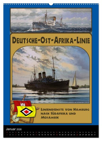 Produktbild: Deutsche Handelsschiffe vor 1945 (Wandkalender 2026 DIN A2 hoch), CALVENDO Monatskalender