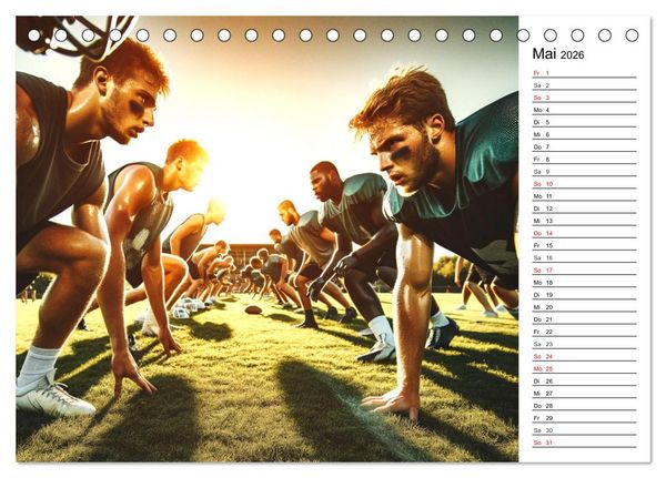 Produktbild: American Football - Durch KI-Technologie zum Leben erweckte Momente (Tischkalender 2026 DIN A5 quer), CALVENDO Monatskalender