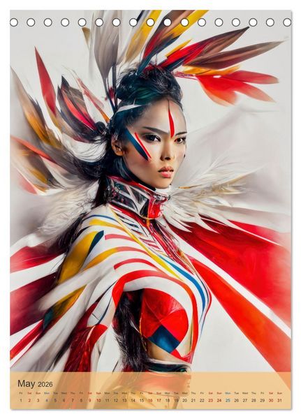 Produktbild: American beauties in a feather style (Desk Calendar 2026 DIN A5 portrait), CALVENDO 12 Month DeskCalendar