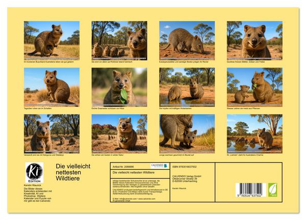 Produktbild: Die vielleicht nettesten Wildtiere (hochwertiger Premium Wandkalender 2026 DIN A2 quer), Kunstdruck in Hochglanz