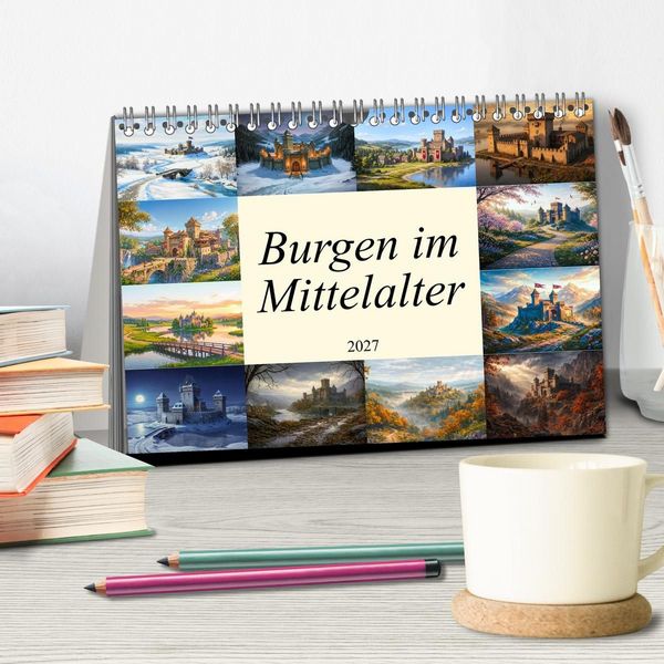 Produktbild: Burgen im Mittelalter (Tischkalender 2027 DIN A5 quer), CALVENDO Monatskalender