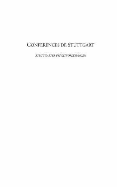 Produktbild: Conferences de stuttgart - stuttgarter privatvorlesungen - v
