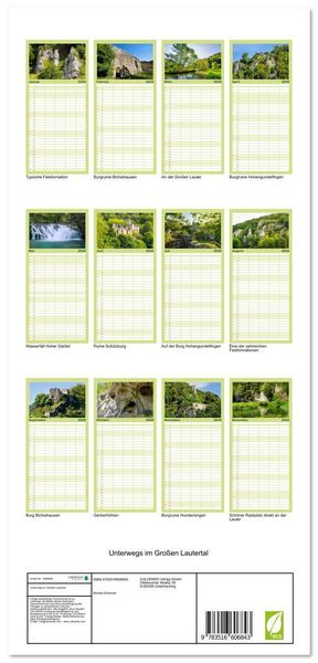 Produktbild: Familienplaner 2026 - Unterwegs im Gro&szlig;en Lautertal mit 5 Spalten (Wandkalender, 21 x 45 cm) CALVENDO