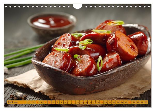Produktbild: Currywurst Kalender - Das Berliner Kultgericht f&uuml;r Fleischliebhaber (Wandkalender 2026 DIN A4 quer), CALVENDO Monatskalender