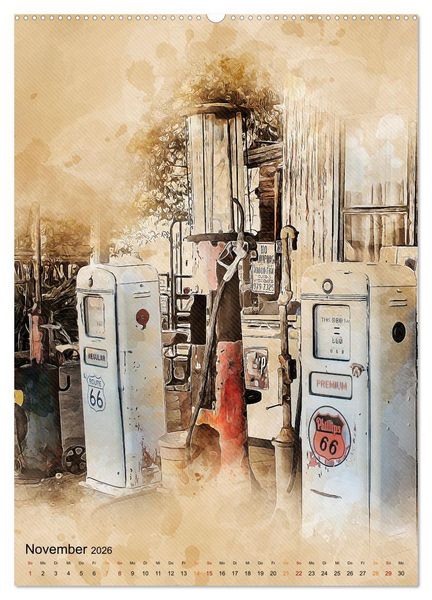 Produktbild: Route 66 - 2451 Meilen (hochwertiger Premium Wandkalender 2026 DIN A2 hoch), Kunstdruck in Hochglanz
