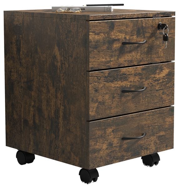 Produktbild: Holz Rollcontainer B&uuml;rom&ouml;bel 3 Schubladen Baula L