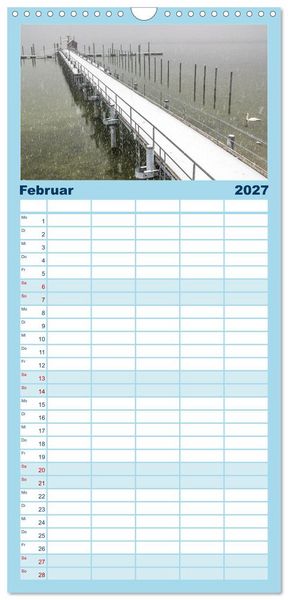 Produktbild: Familienplaner 2027 - Drei L&auml;nder ein See - Bodensee mit 5 Spalten (Wandkalender, 21 x 45 cm) CALVENDO