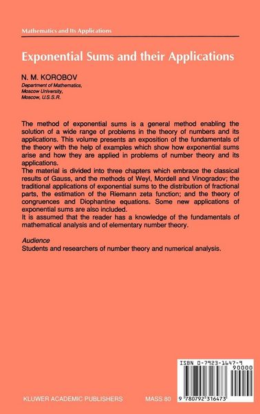 Produktbild: Exponential Sums and their Applications