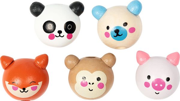 Produktbild: FOLIA&reg; Holzperlen Print, Cute Animals 10 &Oslash; 18 mm