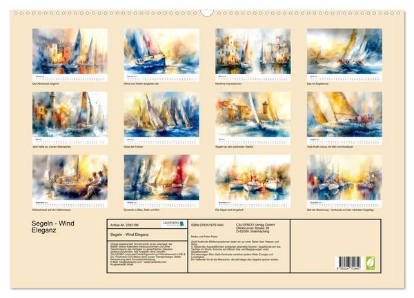 Produktbild: Segeln - Wind Eleganz (Wandkalender 2027 DIN A2 quer), CALVENDO Monatskalender