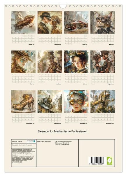 Produktbild: Steampunk - Mechanische Fantasiewelt (Wandkalender 2026 DIN A3 hoch), CALVENDO Monatskalender