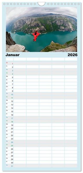 Produktbild: Familienplaner 2026 - Base Jumping Adrenalin- Kick mit 5 Spalten (Wandkalender, 21 x 45 cm) CALVENDO