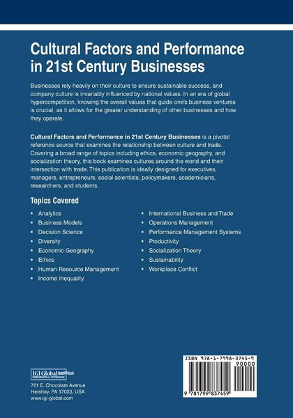 Produktbild: Cultural Factors and Performance in 21st Century Businesses