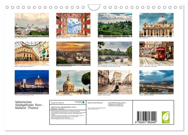 Produktbild: Italienisches Stadtgefl&uuml;ster, Rom - Mailand - Florenz (Wandkalender 2026 DIN A4 quer), CALVENDO Monatskalender