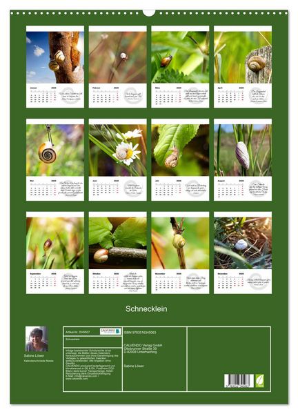 Produktbild: Schnecklein (Wandkalender 2026 DIN A2 hoch), CALVENDO Monatskalender
