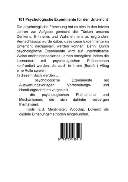 Produktbild: 101 psychologische Experimente f&uuml;r den Unterricht