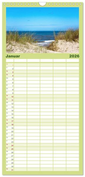 Produktbild: Familienplaner 2026 - D&auml;nemarks Nordseek&uuml;ste mit 5 Spalten (Wandkalender, 21 x 45 cm) CALVENDO