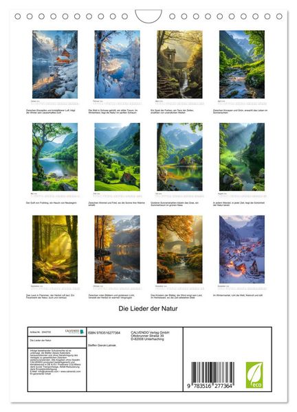 Produktbild: Die Lieder der Natur (Wandkalender 2026 DIN A4 hoch), CALVENDO Monatskalender