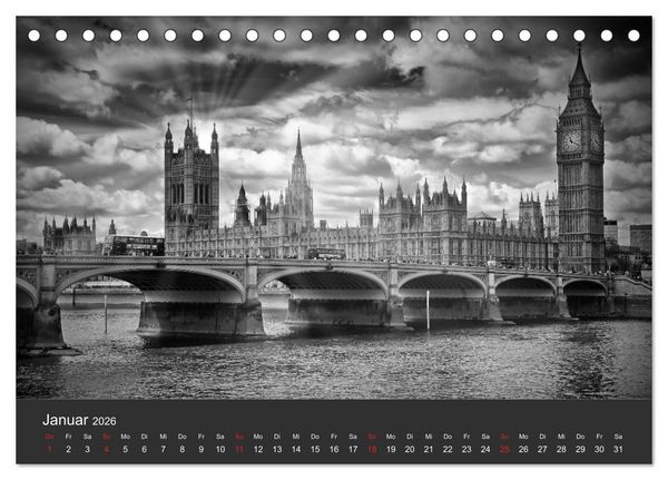 Produktbild: URBANE FOTOGRAFIE Zw&ouml;lf klassische Impressionen (Tischkalender 2026 DIN A5 quer), CALVENDO Monatskalender