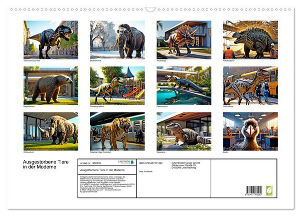 Produktbild: Ausgestorbene Tiere in der Moderne (Wandkalender 2026 DIN A2 quer), CALVENDO Monatskalender