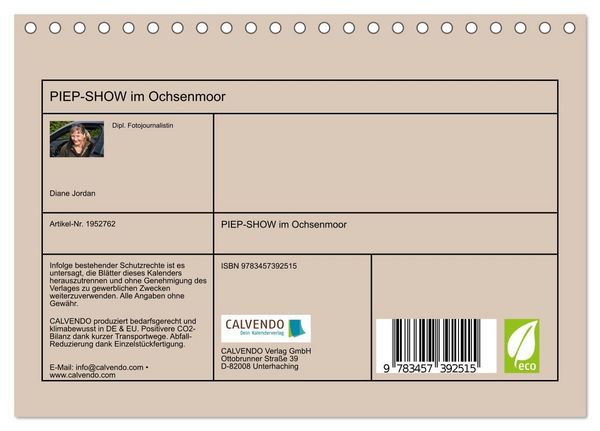 Produktbild: PIEP-SHOW im Ochsenmoor (Tischkalender 2026 DIN A5 quer), CALVENDO Monatskalender