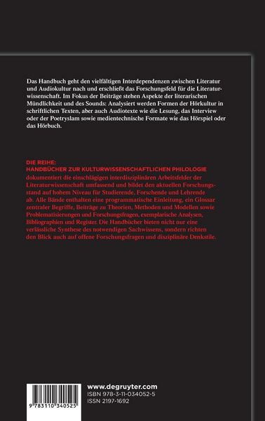 Produktbild: Handbuch Literatur & Audiokultur