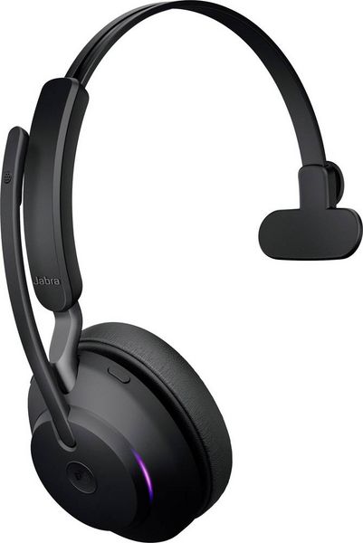 Produktbild: Jabra Evolve2 65 monaural On Ear Headset Bluetooth&reg; Mono Schwarz Lautst&auml;rkeregelung, Batterieladeanzeige, Mikrofon-Stummschaltung Telefon